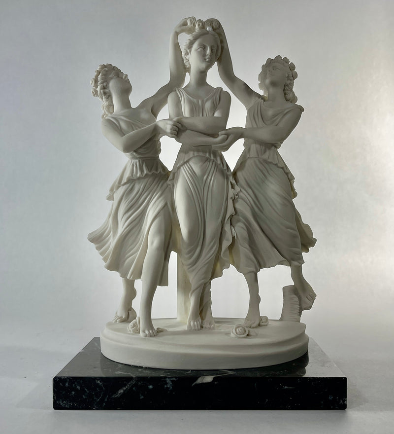 Three Dancers Marble Statue on Base