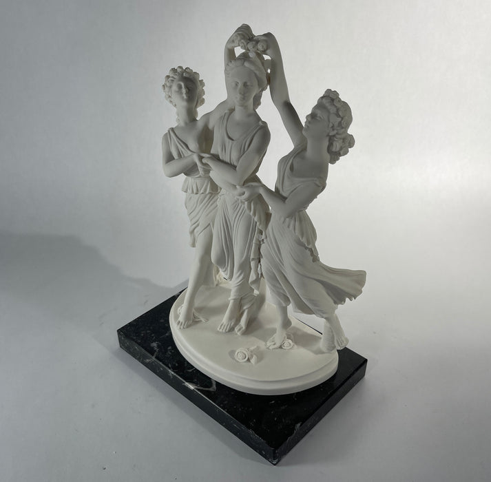 Three Dancers Marble Statue on Base