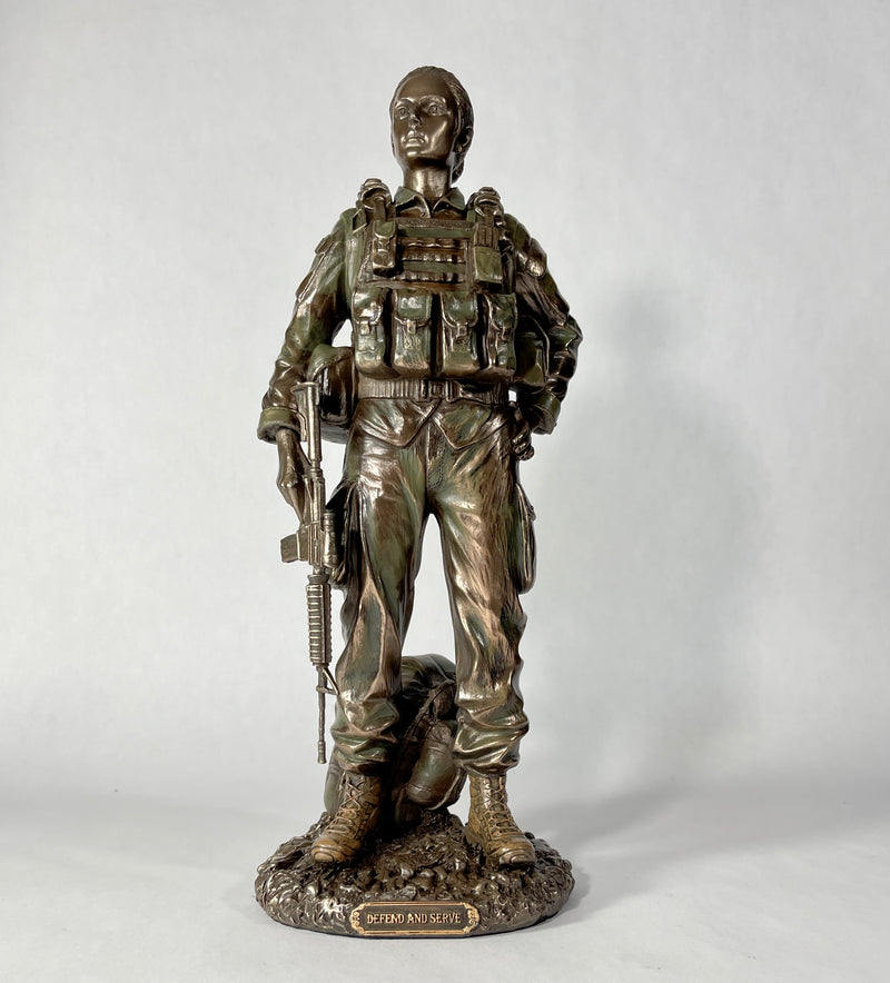 Defend And Serve - Female Soldier Statue