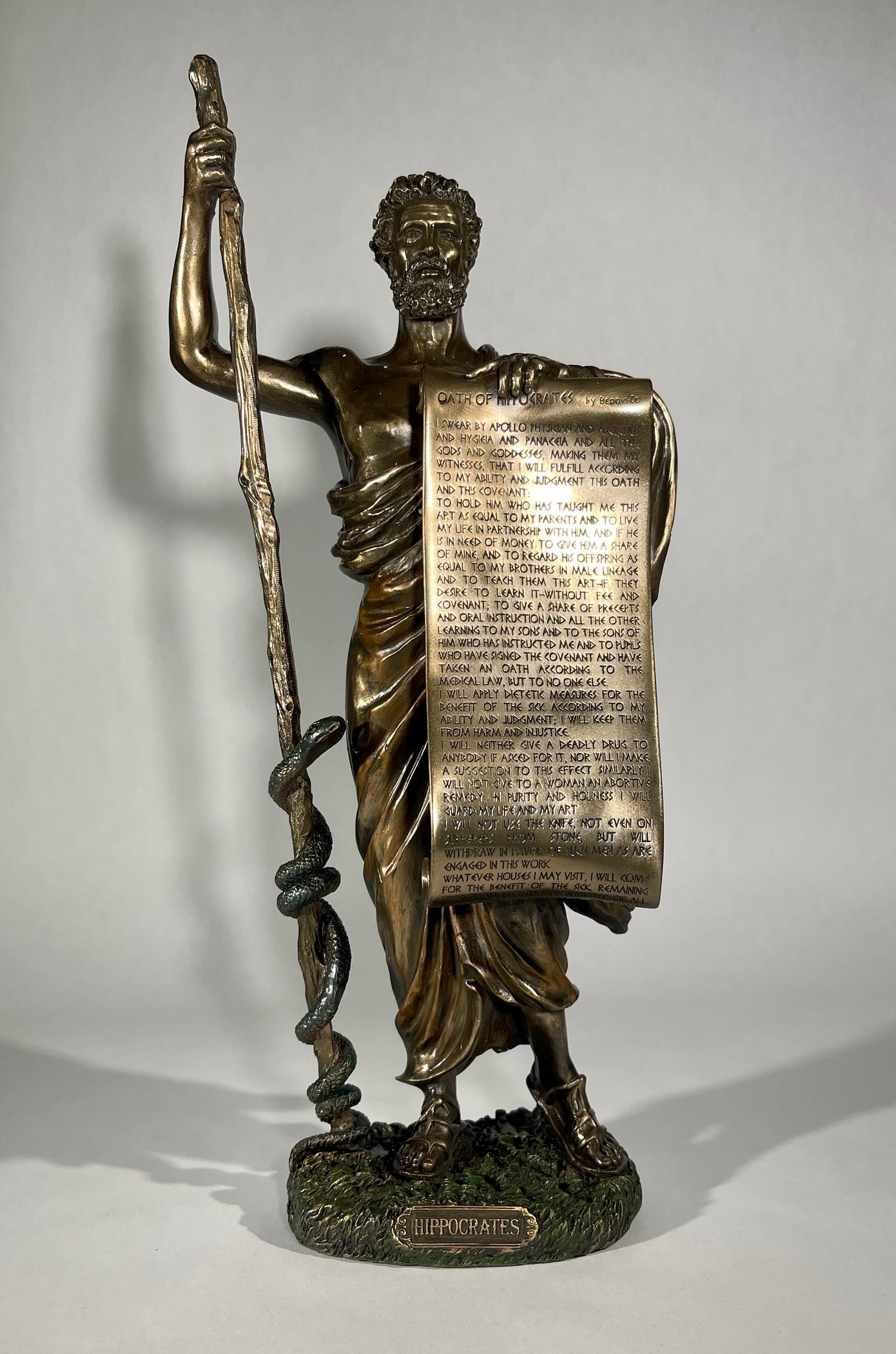 Hippocrates Of Cos Holding Hippocratic Oath Statue — AllSculptures