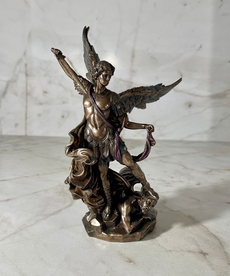 Saint Michael Slaying Demon Sculpture