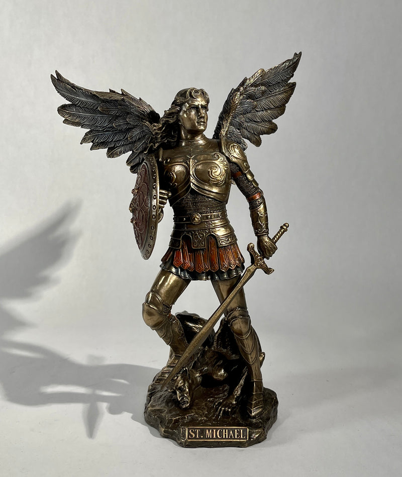 St. Michael Standing On Demon With Sword And Shield Statue