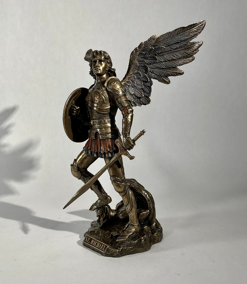St. Michael Standing On Demon With Sword And Shield Statue
