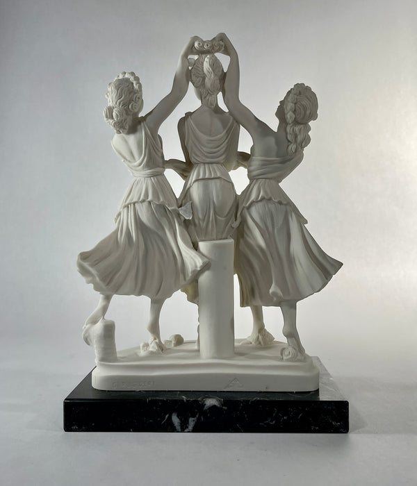 Three Dancers Marble Statue on Base