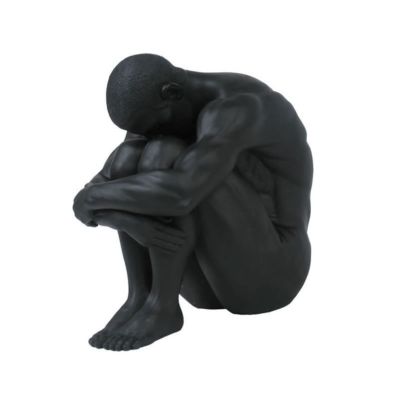 Introspection II Male Nude Sculpture- Black
