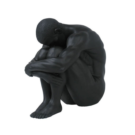 Introspection II Male Nude Sculpture- Black