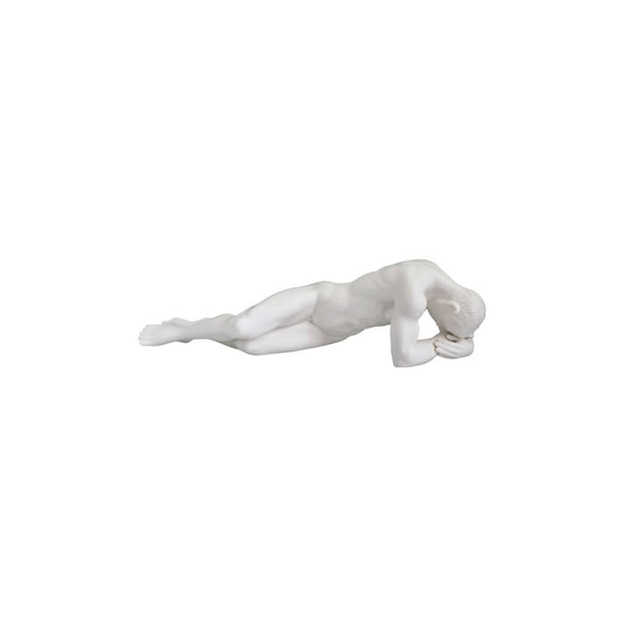 Introspection Male Nude Sculpture in Matte White