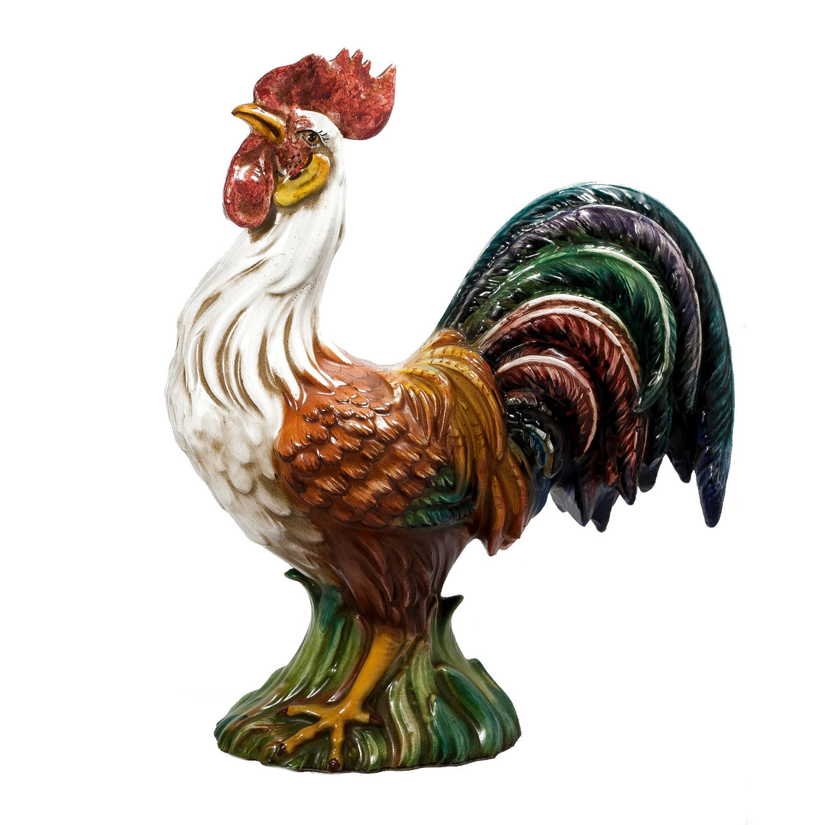 Colorful Rooster Sculpture-Italian Ceramic — AllSculptures