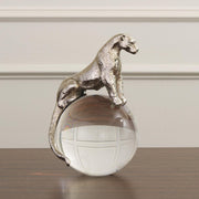 Jaguar On Crystal Sphere Sculpture 6