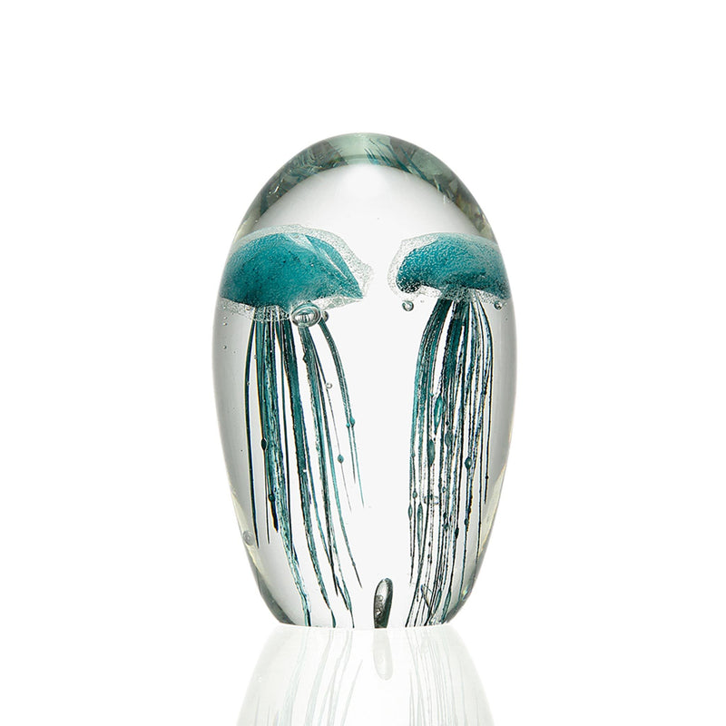 Jellyfish Duo Glass Figurine- Teal-4 inch by San Pacific International/SPI Home