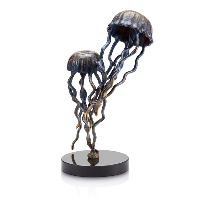Jellyfish Pair Statue on Base- Brass by San Pacific International/SPI Home