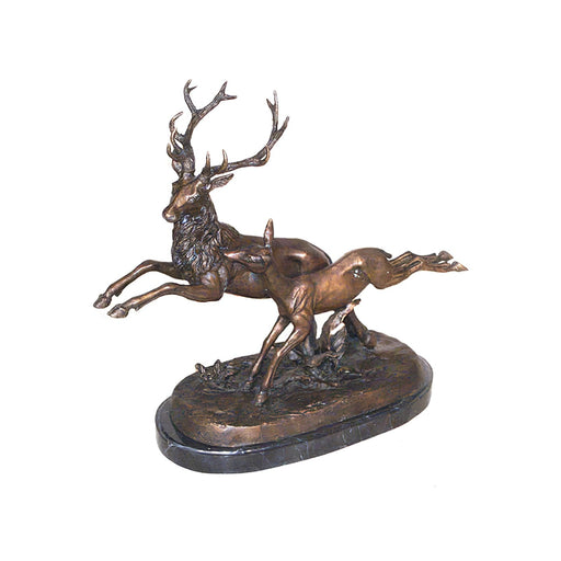 Jumping Elk Bronze Sculpture
