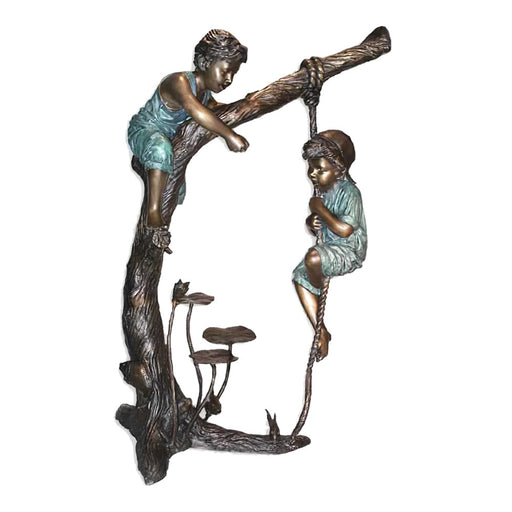 Two Boys Playing in Tree Bronze Sculpture