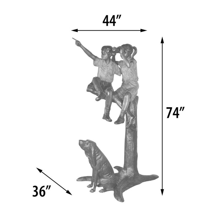 Explorers-Kids in Tree Bronze Sculpture