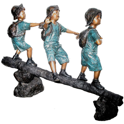 Kids Walking on Log, Bronze