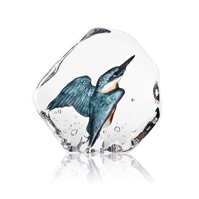 Kingfisher Bird Crystal Sculpture by Mats Jonasson