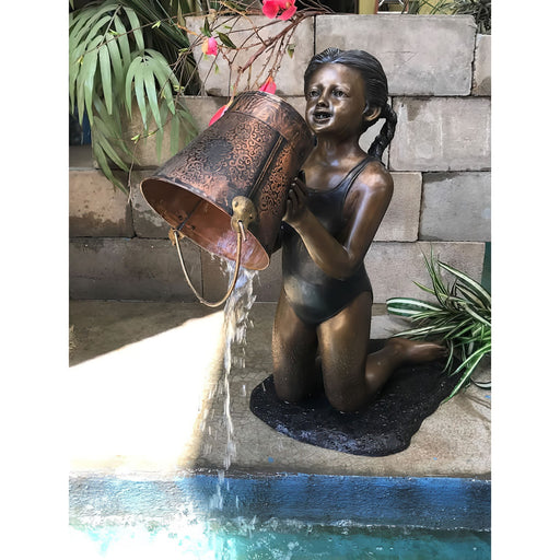 Kneeling Girl with Bucket Bronze Fountain