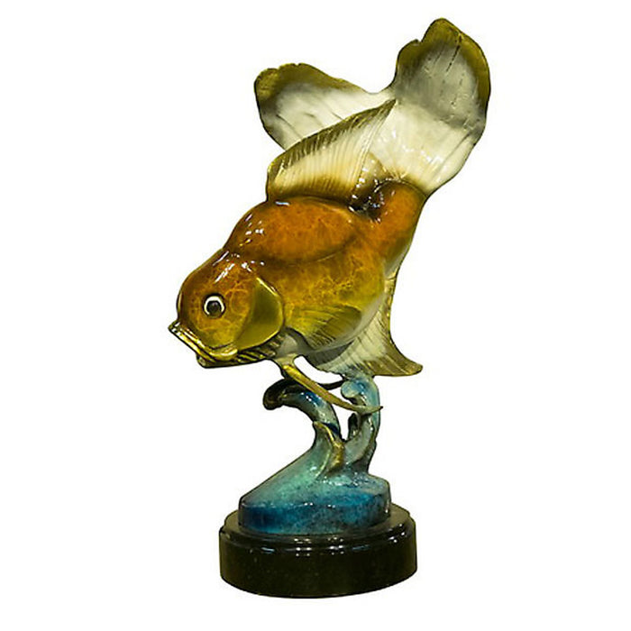 Koi Fish Sculpture on Marble Base