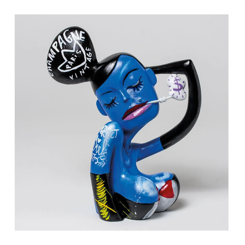 La Dolce Vita Blue Uptown Club Girl Statue