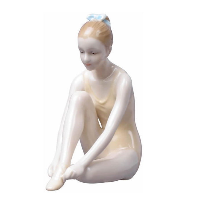 Lacing Up- Porcelain Ballerina Figurine