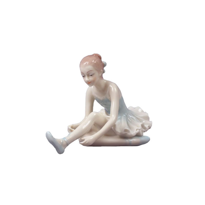 Lacing Up- Porcelain Ballerina Statue