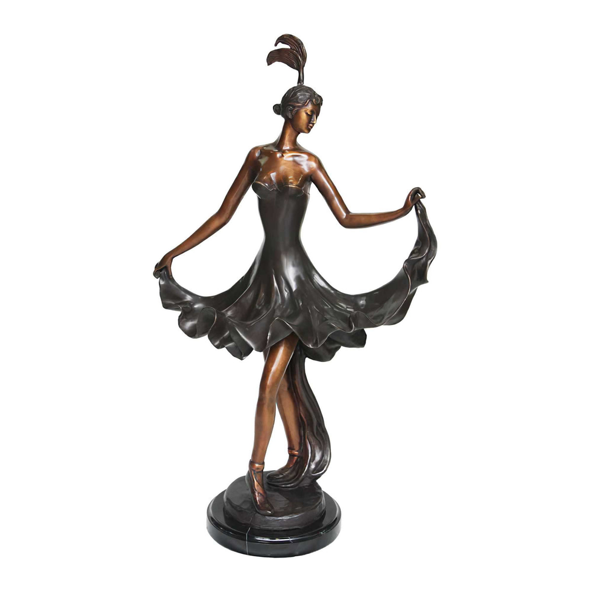 Lady Dancer Holding Skirt Bronze Sculpture — AllSculptures