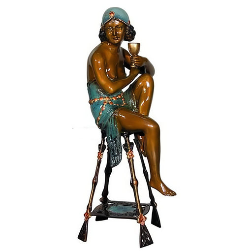 Lady Drinking Champagne Bronze Statue