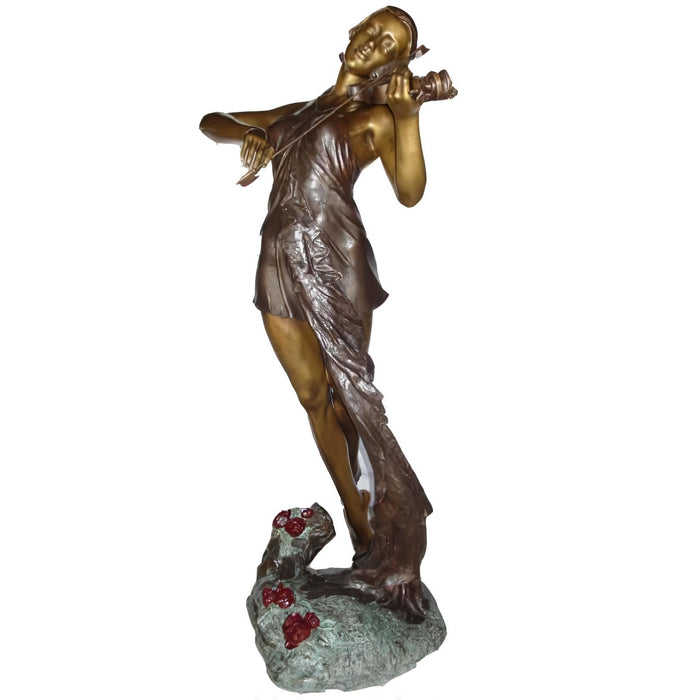 Lady Playing Violin Bronze Sculpture