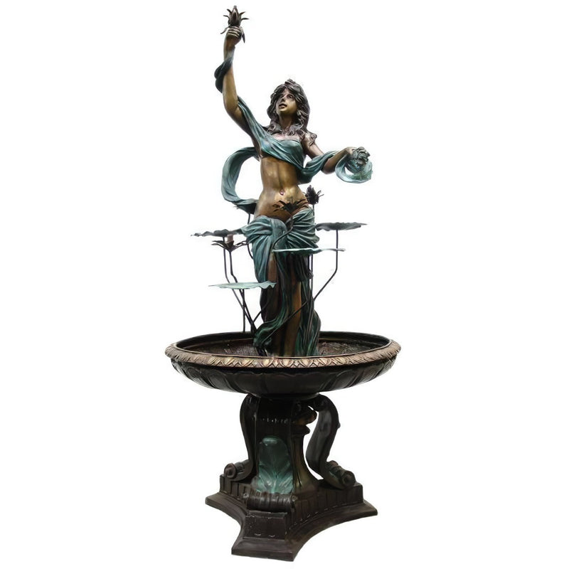 Lady With Lotus Bronze Fountain