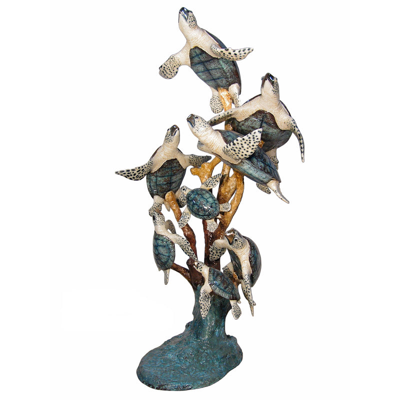 Large Bronze Sea Turtle Outdoor Fountain