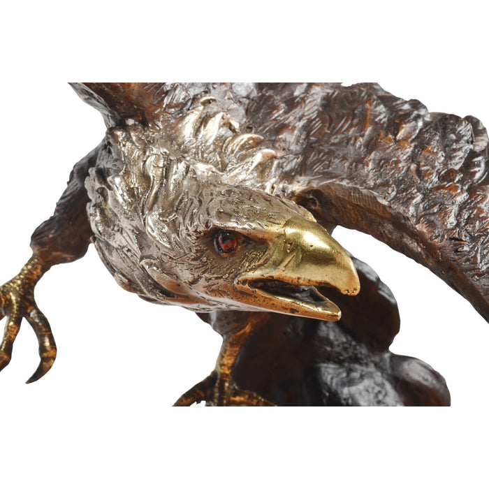 Bald Eagle in Flight Tabletop Bronze Sculpture