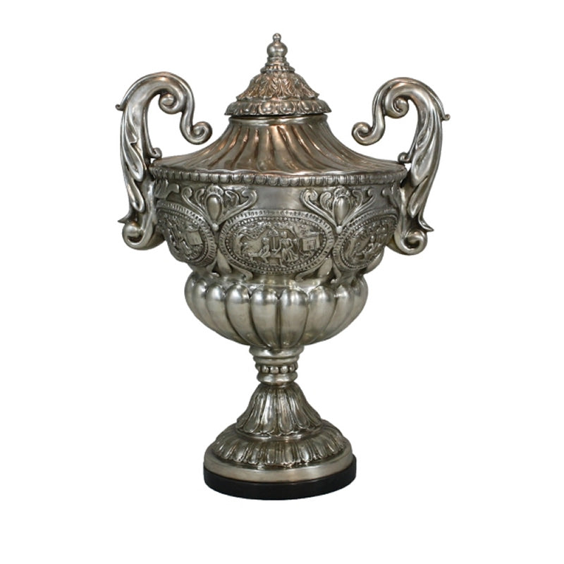 Large Ornate Silver Urn with Lid