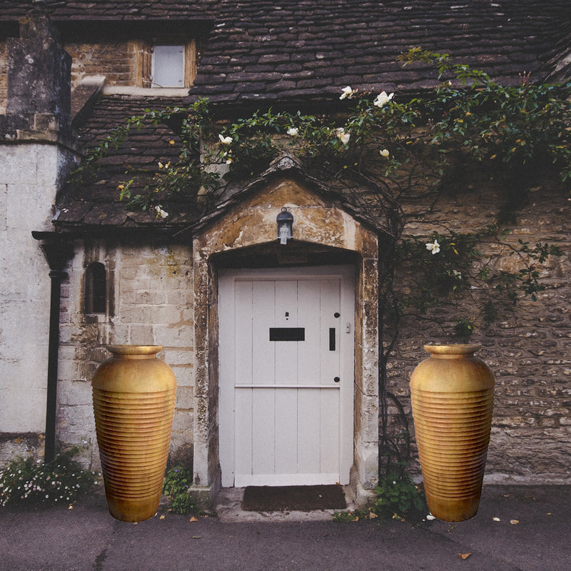 Giant Ribbed Urn Set of 2