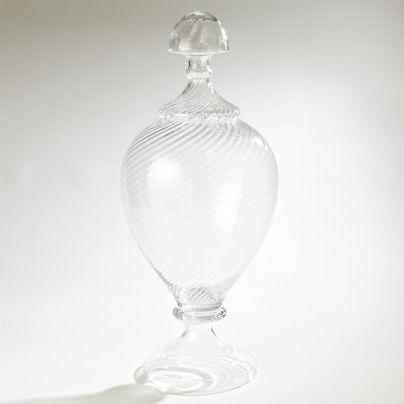 Large Spiral Glass Lidded Jar Art Glass 2