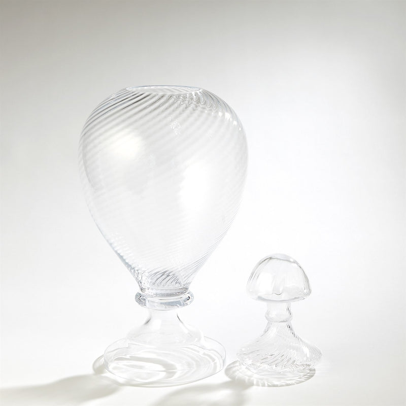 Large Spiral Glass Lidded Jar Art Glass 3