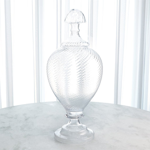 Large Spiral Glass Lidded Jar Art Glass