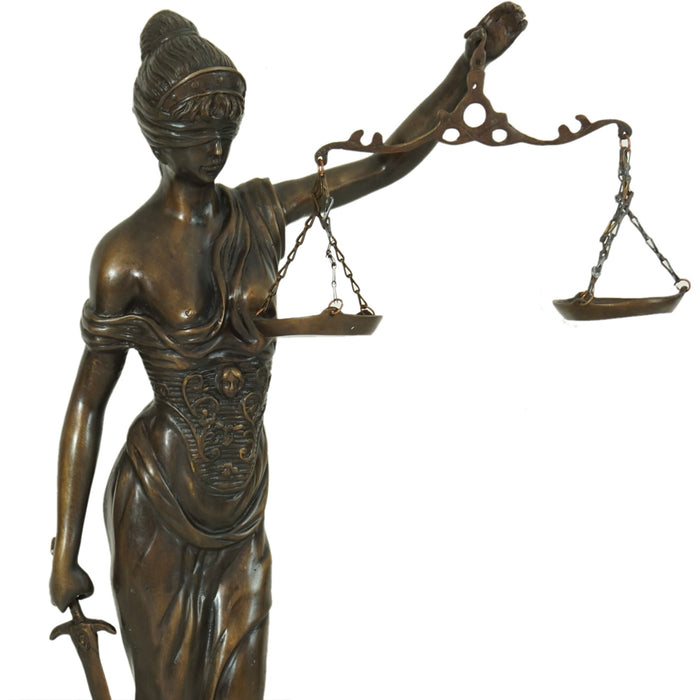 Blind Lady Justice Large Tabletop Bronze Sculpture