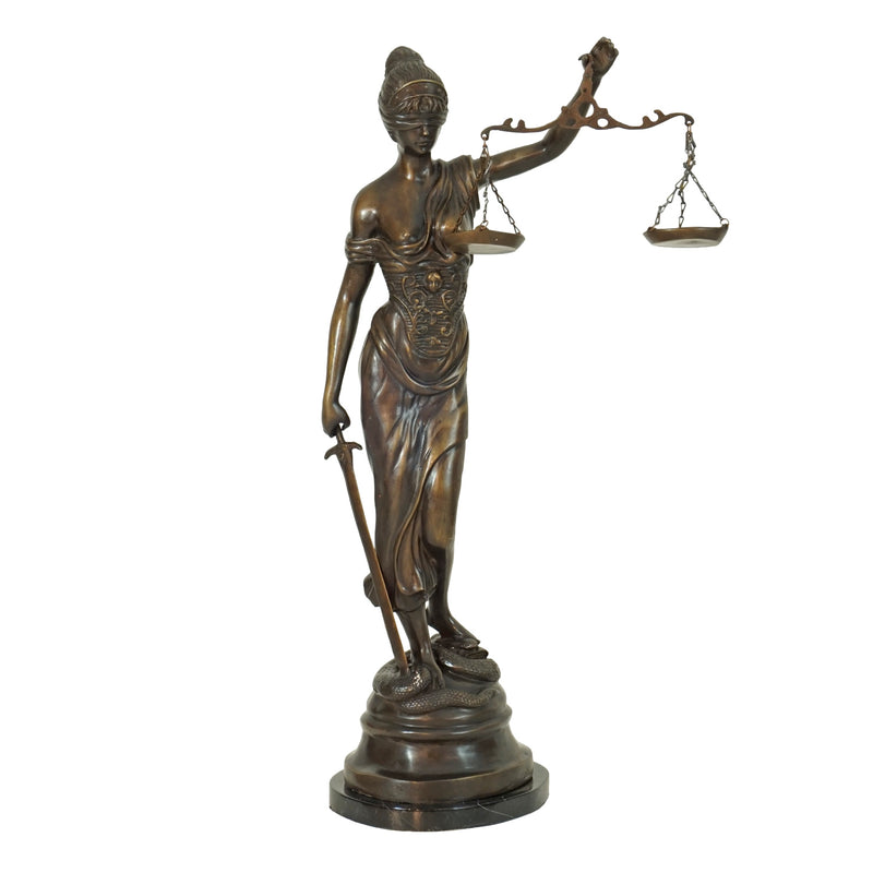 Blind Lady Justice Large Tabletop Bronze Sculpture