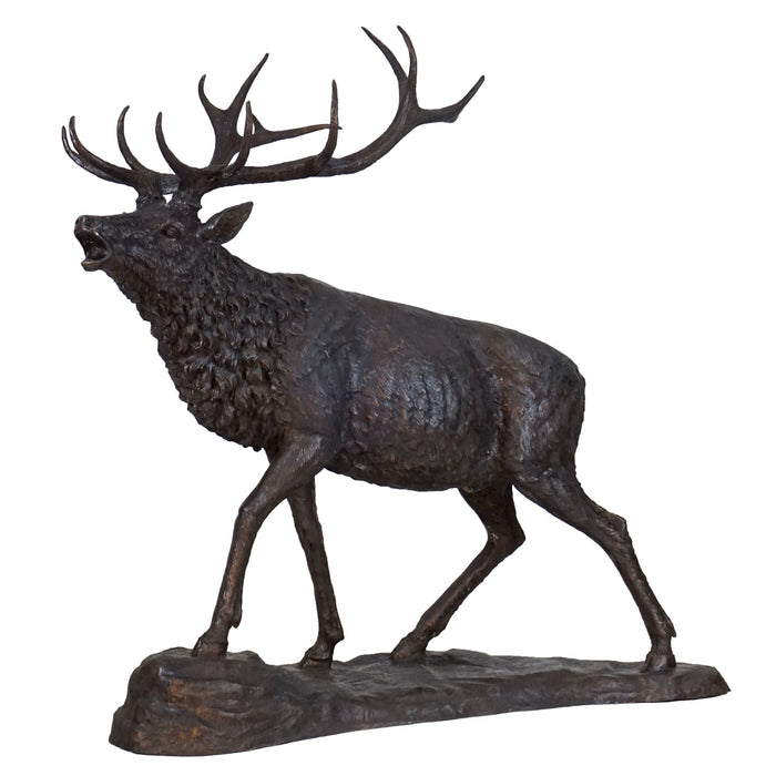Large Walking Elk Bronze Sculpture