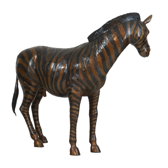 Large Zebra Bronze Sculpture