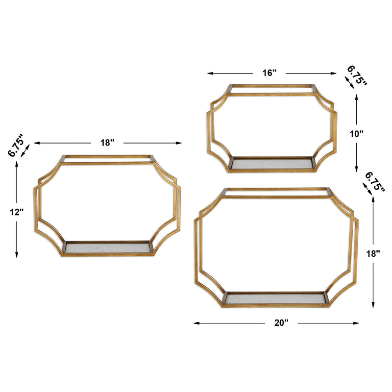 Lindee Gold Iron Wall Shelves