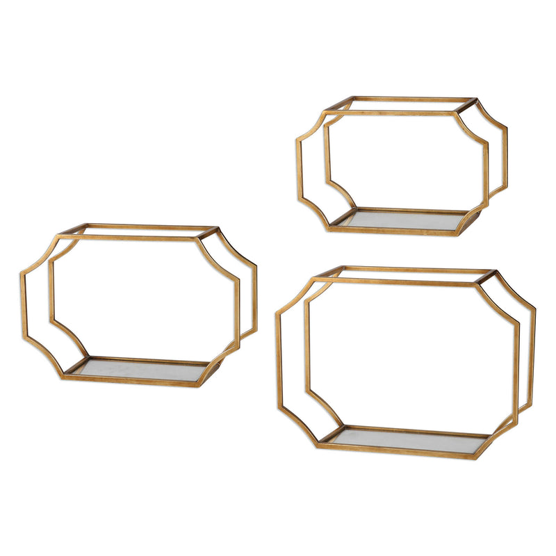 Lindee Gold Wall Shelves Set