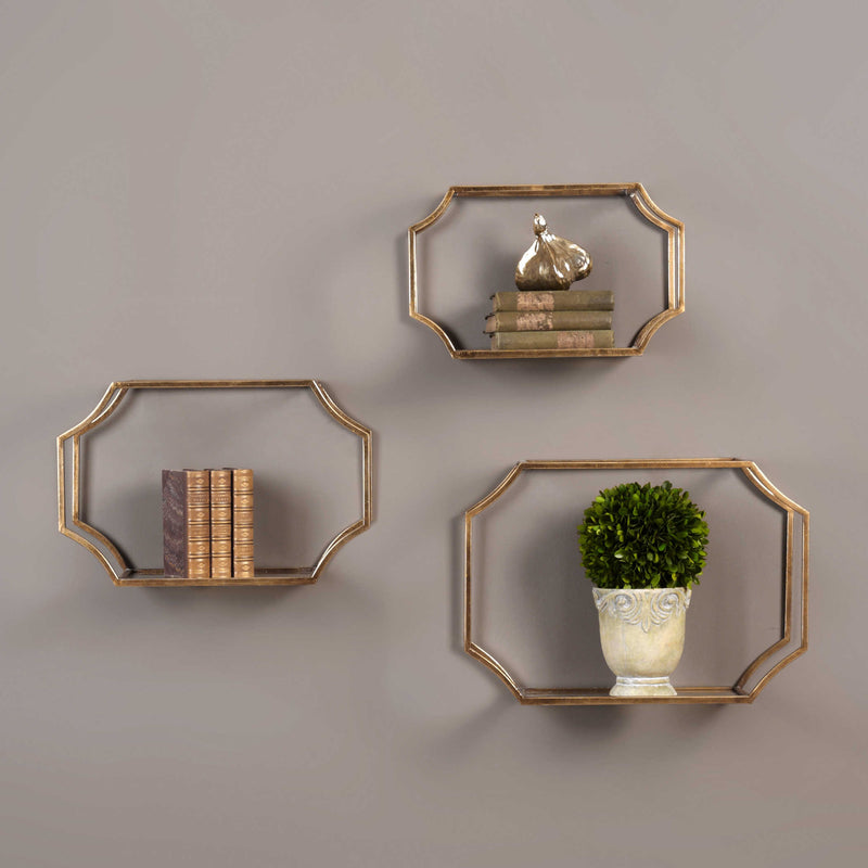 Lindee Gold Wall Shelves