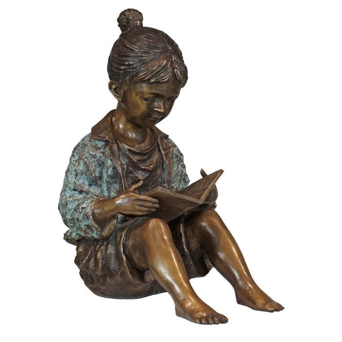 Bronze Girl Reading Book Sculpture