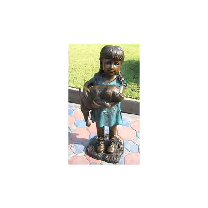 Little Girl with Holding Puppy, Bronze