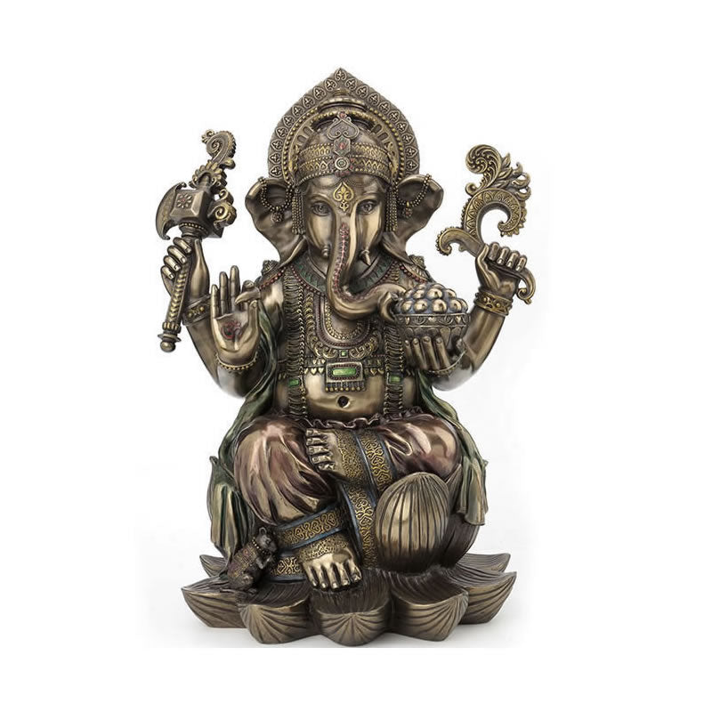 Lord Ganesha Sitting On Lotus Statue