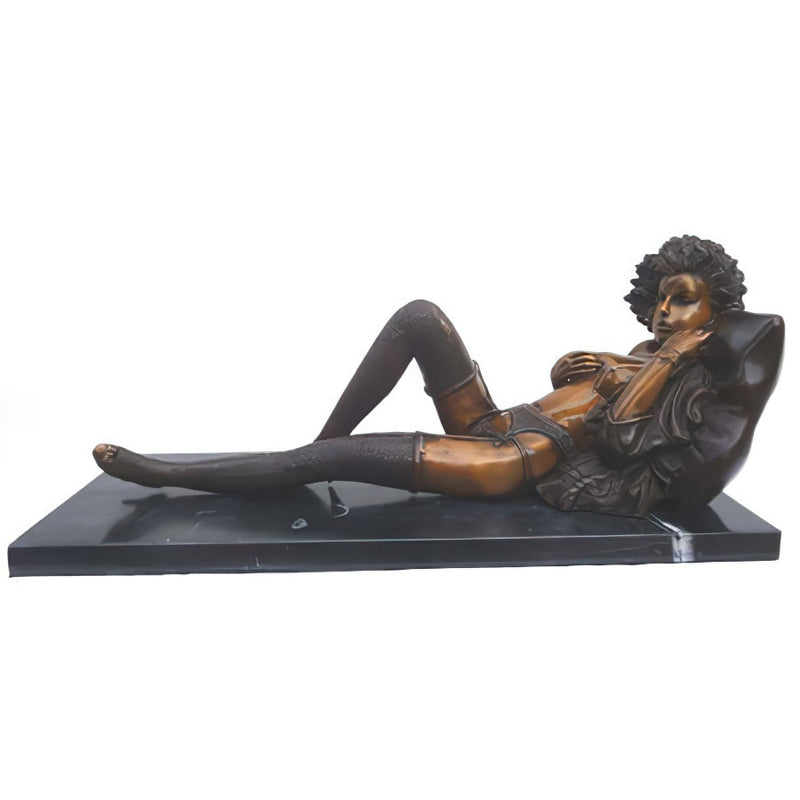 Lounging Sexy Lady Bronze Statue