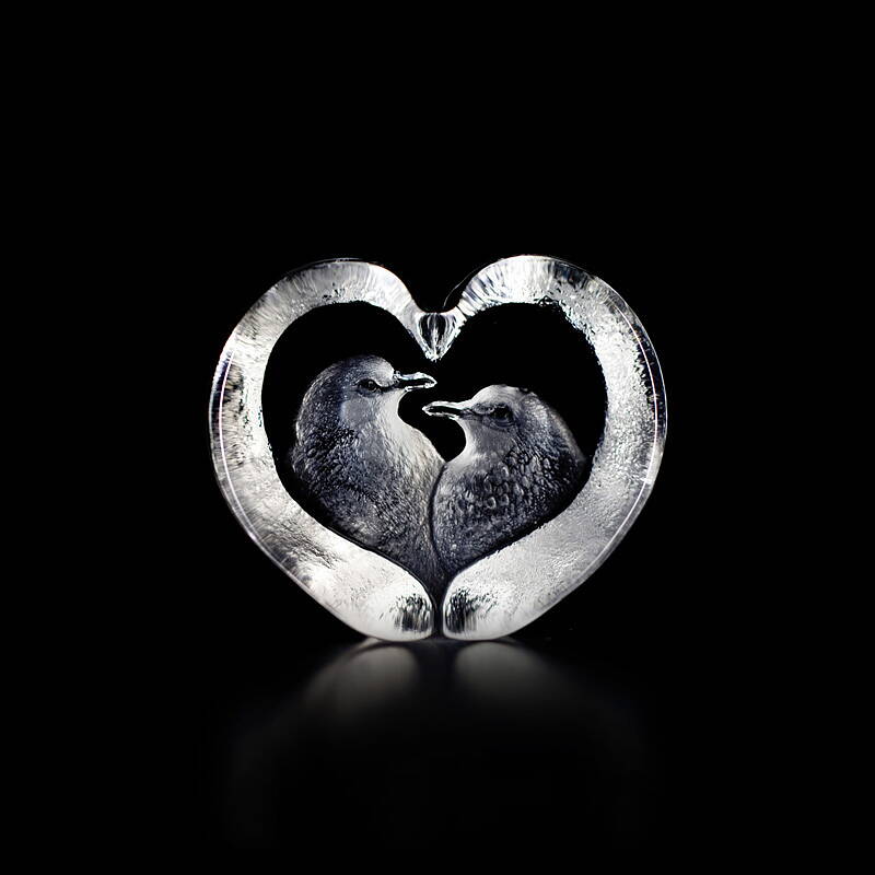 Loving Turtle Doves Crystal Figurine by Mats Jonasson