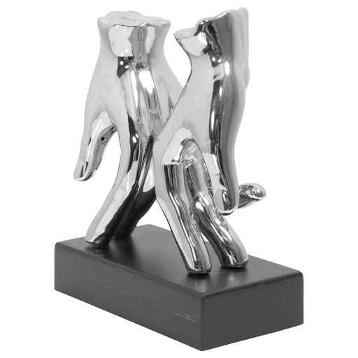 Loving Hands Silver Sculpture Side View
