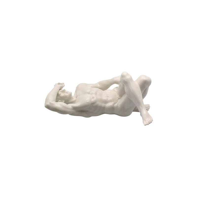 Lying Nude Male Sculpture, Glazed Finish